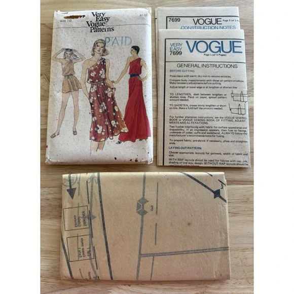 VTG '70s Very Easy Vogue Patterns #7699 Tunic‎ Mid-Knee or Long Dress Size 16 UC - Picture 5 of 5
